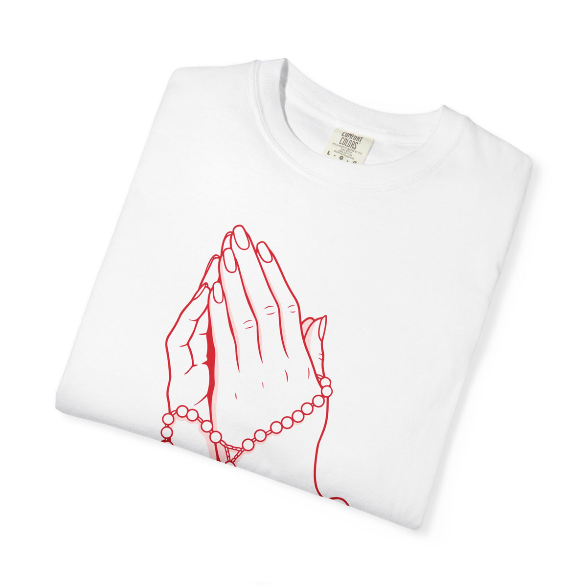 XL Prayer Hands with Rosary T-Shirt — Omnia Divina Music Graphic Tee